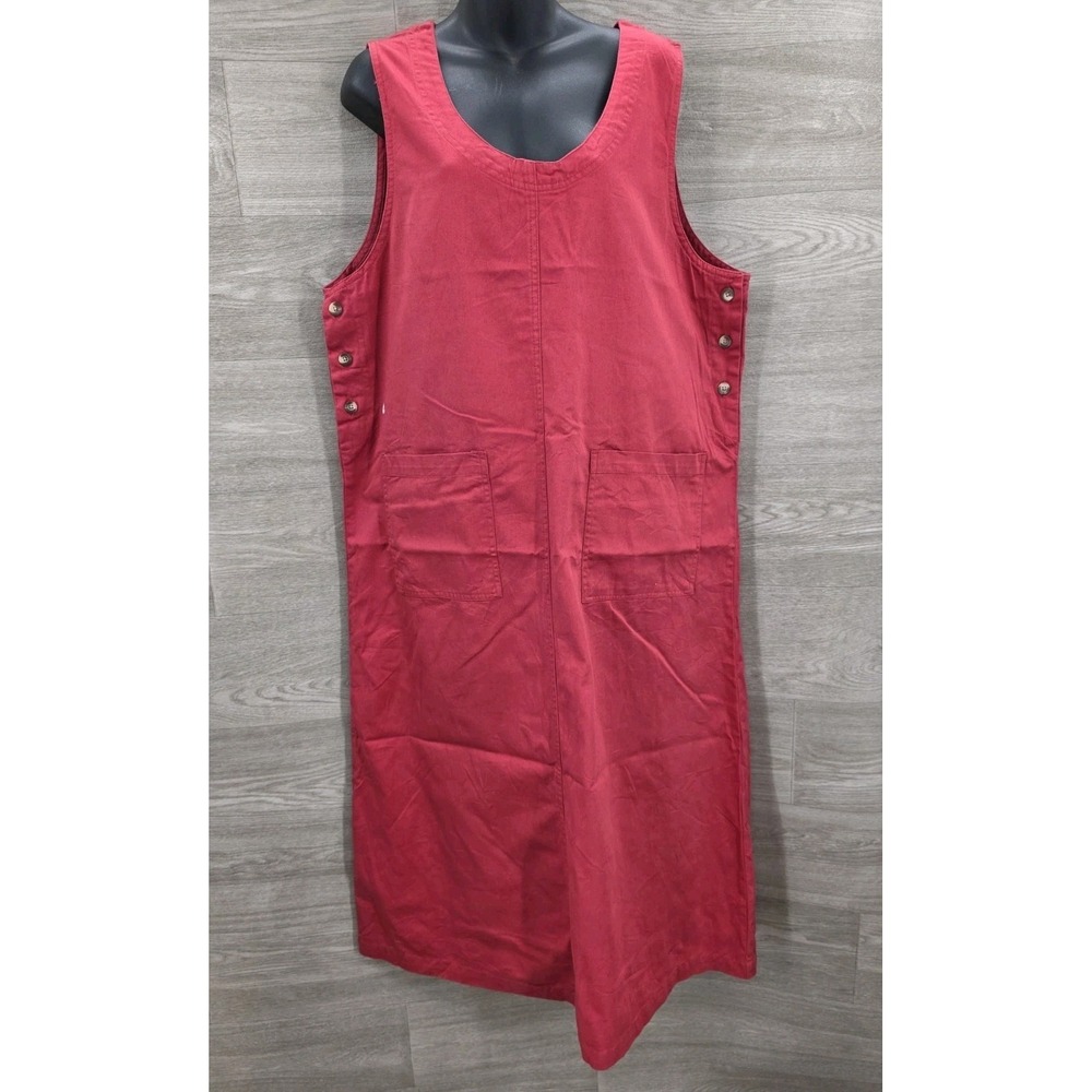 NWT VTG Mainstreet Blues Red Maxi Dress Women's 16W Button Side Pockets Plus - Picture 1 of 6